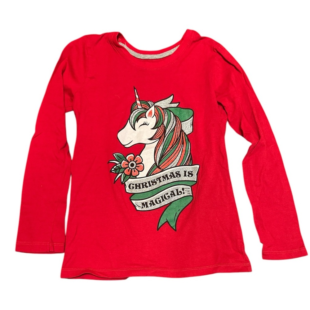 Girls Unicorn Christmas Is Magical Long Sleeve Tee